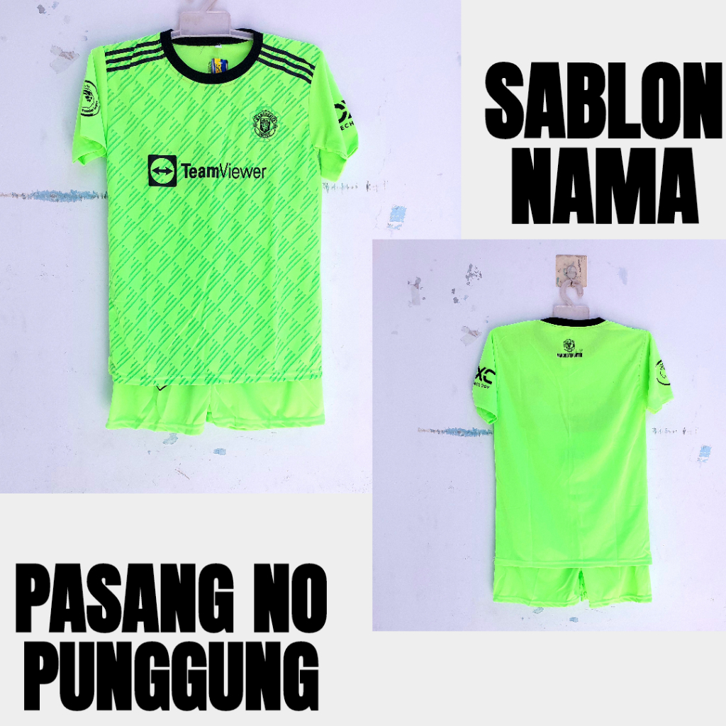 setelan baju bola anak mu/baju kaos bola mu biru size 5-12thn