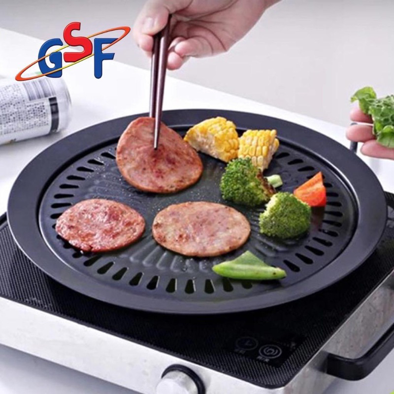 Grill Pan Panggangan BBQ anti Lengket GSF 7132 Panggangan Bulat 30cm Barbeque Yakiniku Serbaguna Multifungsi Pemanggang Bulgogi