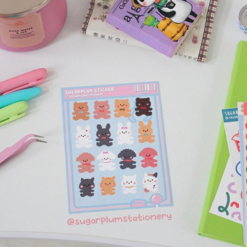 

PLUSHIES Sticker Sheet / stiker murah aesthetic/ sticker kawaii lucu / journaling / stiker hp, laptop, motor, hiasan, handphone estetik