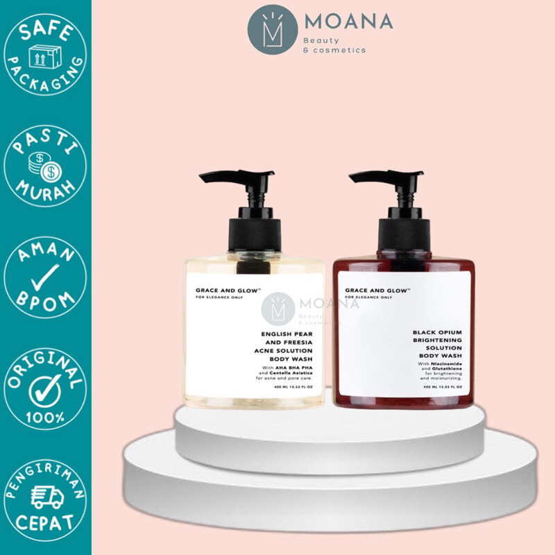 ❣MOANA❣ Grace and Glow Body Wash | Grace and Glow Black Opium Brightening Solution Body Wash | English Pear and Freesia Anti Acne Solution | Rouge 540 Glow &amp; Firm Scrub Solution |  Peony Blush Soft &amp; Glow solution | Miss Moisture and Glow Solution |