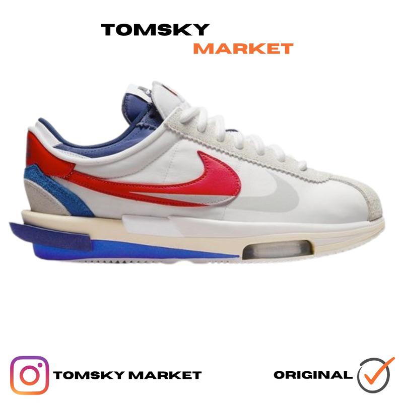 Nike Zoom Cortez 4.0 x Sacai - White University Red Blue Original