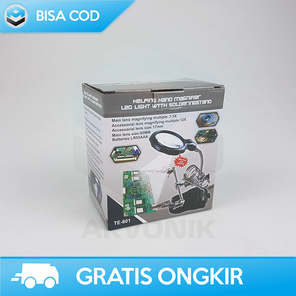 HOLDER SOLDER DENGAN KACA PEMBESAR TAFFWARE PEGANGAN SOLDER+LAMPU LED
