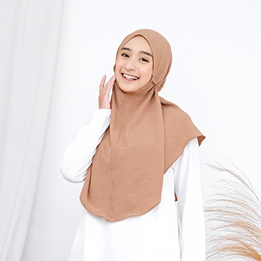 Hijab Bergo Maryam Pinguin Crinkle Airflow Size L / Jilbab Instan Non Pad Non Pet Crinkle Ukuran L