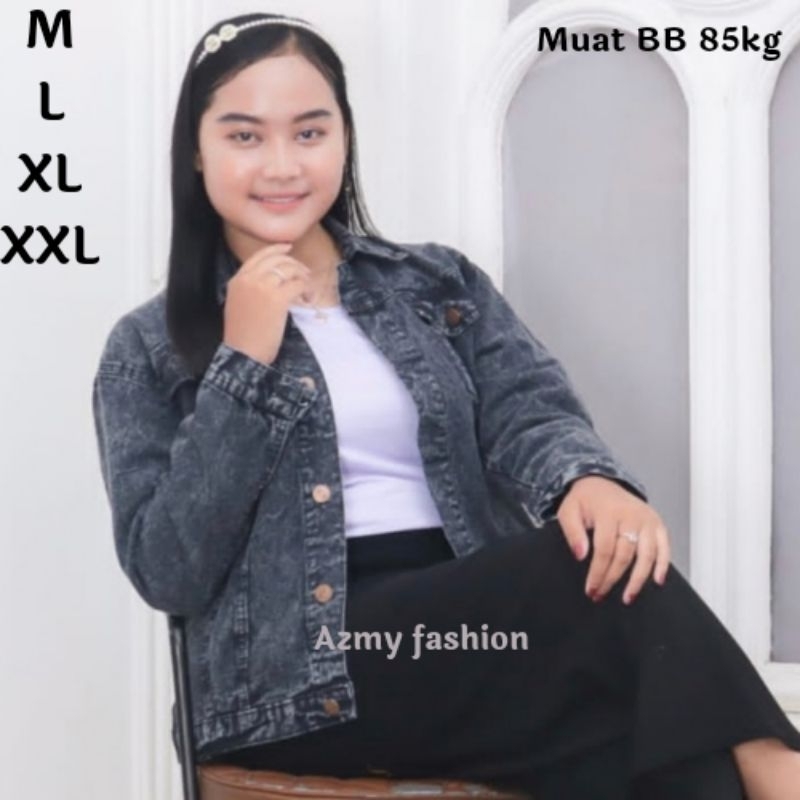 jaket jeans jumbo wanita XXL LD115 jaket  cewek jins denim