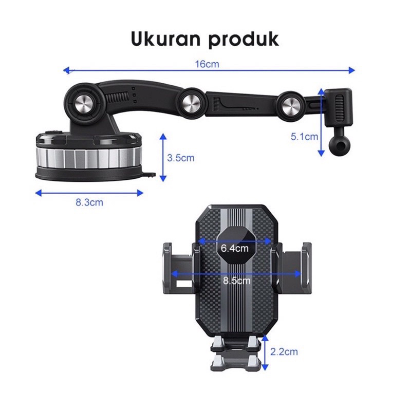 Holder hp mobil 4 in 1 NC61 Dudukan handphone universal original untuk pemasangan di dashboard kaca meja lemari bisa potrait landscape