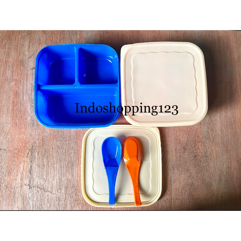 P-0008 Tempat Kotak Makan Plastik - Lunch Box Makan Free Sendok - Tempat Serbaguna Makanan - Souvenir Kotak Makan