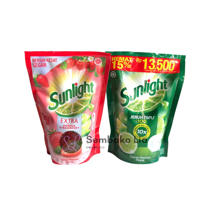 Sunlight Sabun Cuci Piring Jeruk Nipis Refill 560ml / Sunlight Sabun Cuci Piring Korean Strawberry 560ml
