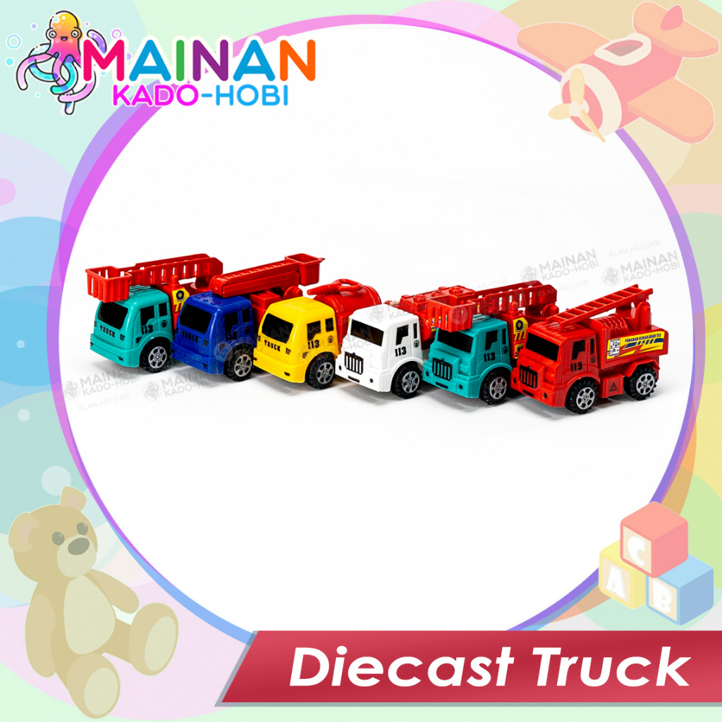 HADIAH ULANG TAHUN SET MINIATUR MAINAN ANAK DIECAST CAR TRUCK DAMKAR