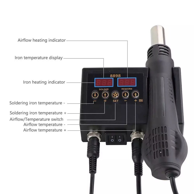 750W Soldering Station 8898 Digital Display Welding Rework Station For Cell-Phone Soldering Iron Hot Air Repair