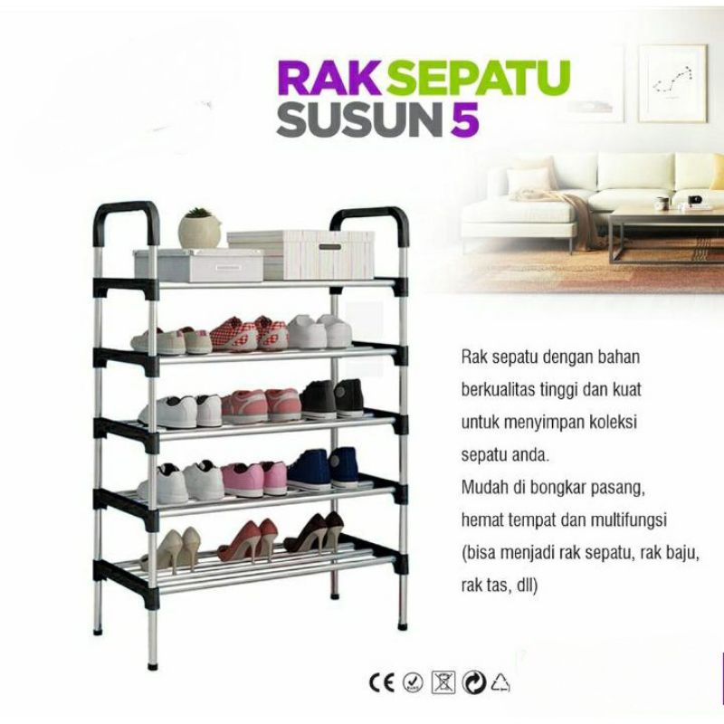 Rak Sepatu / Sendal  Susun 5 Anti Karat Rak SEPATU  Susun 5