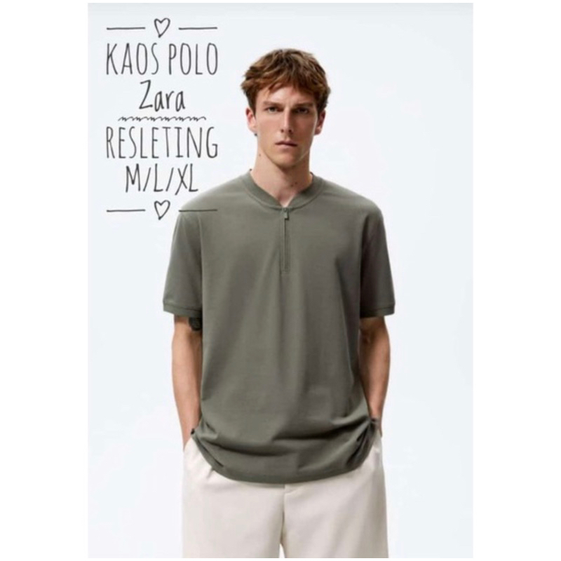 polo shirt Zara Kaos krah sanghai Kaos krah pria terlaris bahan adem rip pick 100%