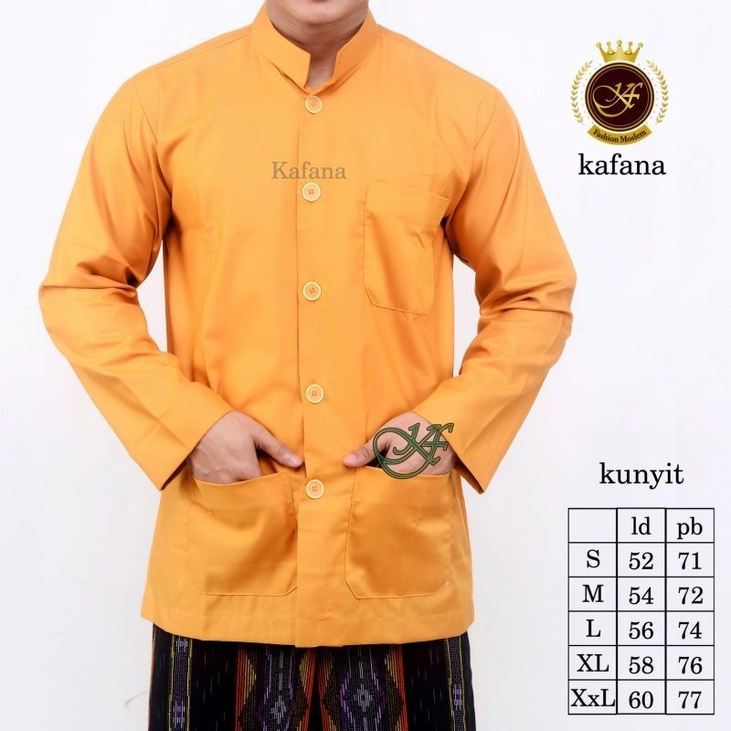 ALKAFI Baju Koko Semi Jass Warna Kuning Kunyit, KAFANA Baju Koko Haibah Terompah, IBRAHIM Koko Polos