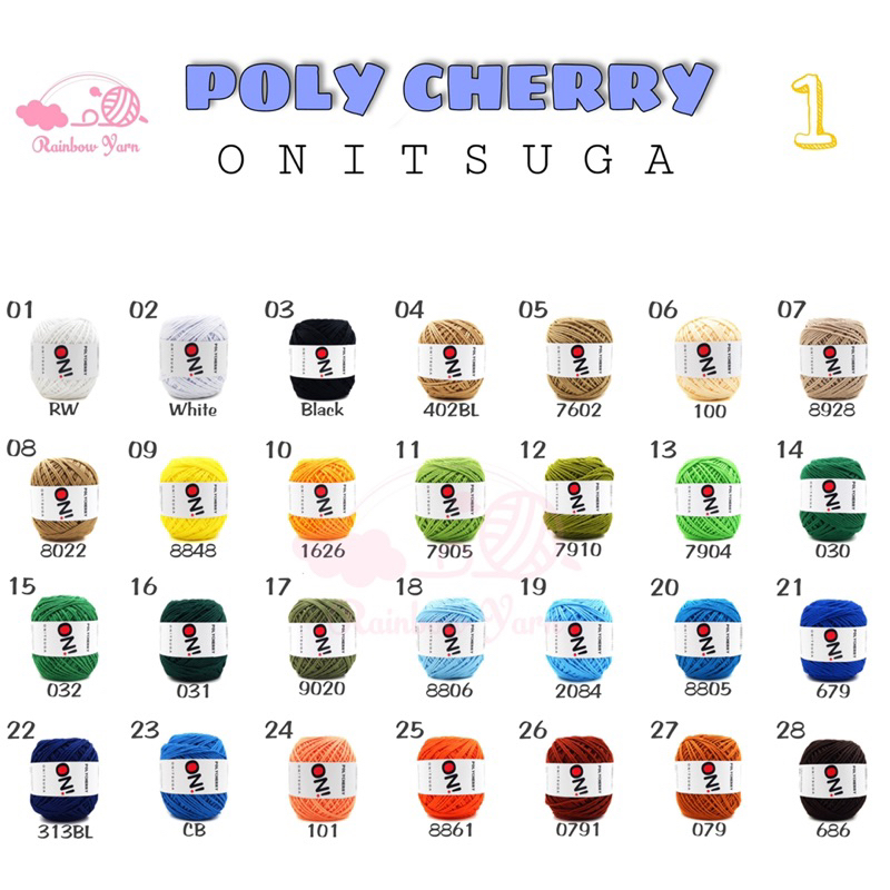 1-49 BENANG RAJUT POLYESTER POLLYCHERRY ONITSUGA -RY016