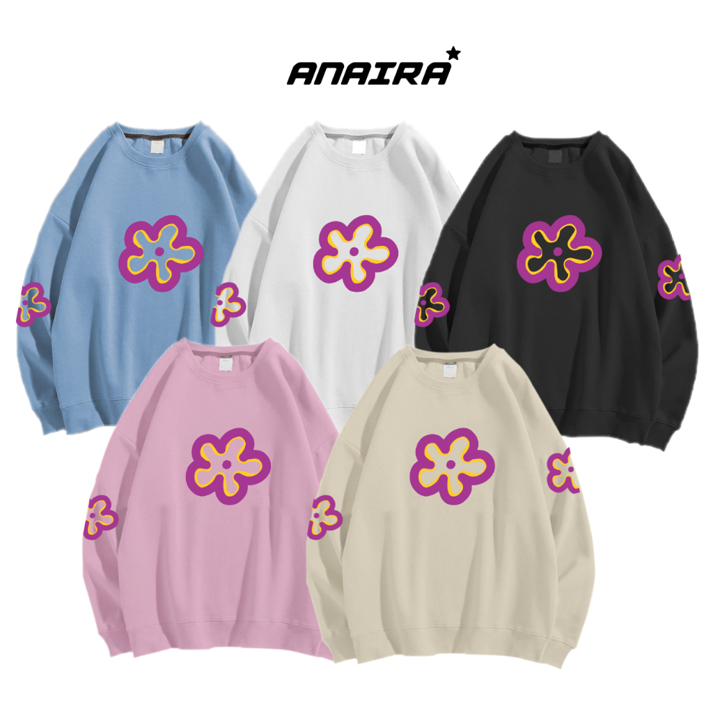 FLOWER SWEATER CREWNECK PRIA WANITA Size M-XXL ANAIRA