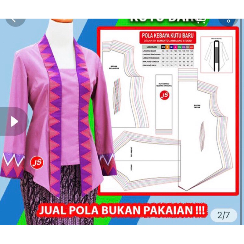 Pola jiplak Kebaya kutu baru