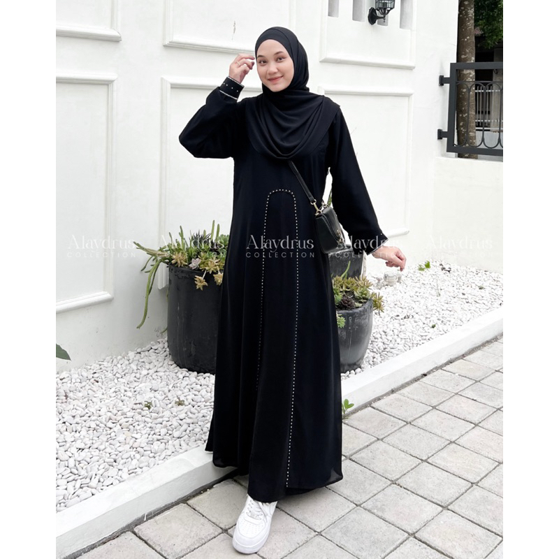 Abaya Saudi Gamis Abaya Turkey Dress Gamis Maxi Bahan Jetblack 820