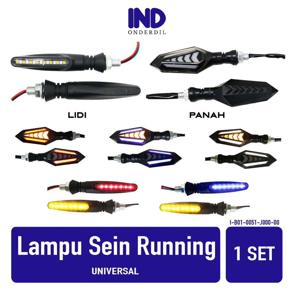 Lampu Sein-Sen Motor LED Running-Runing-Lari-Panah Lancip 2 Sisi-Warna Universal Motor Vario-Vixion-CB150-MegaPro-Verza-PCX-DLL