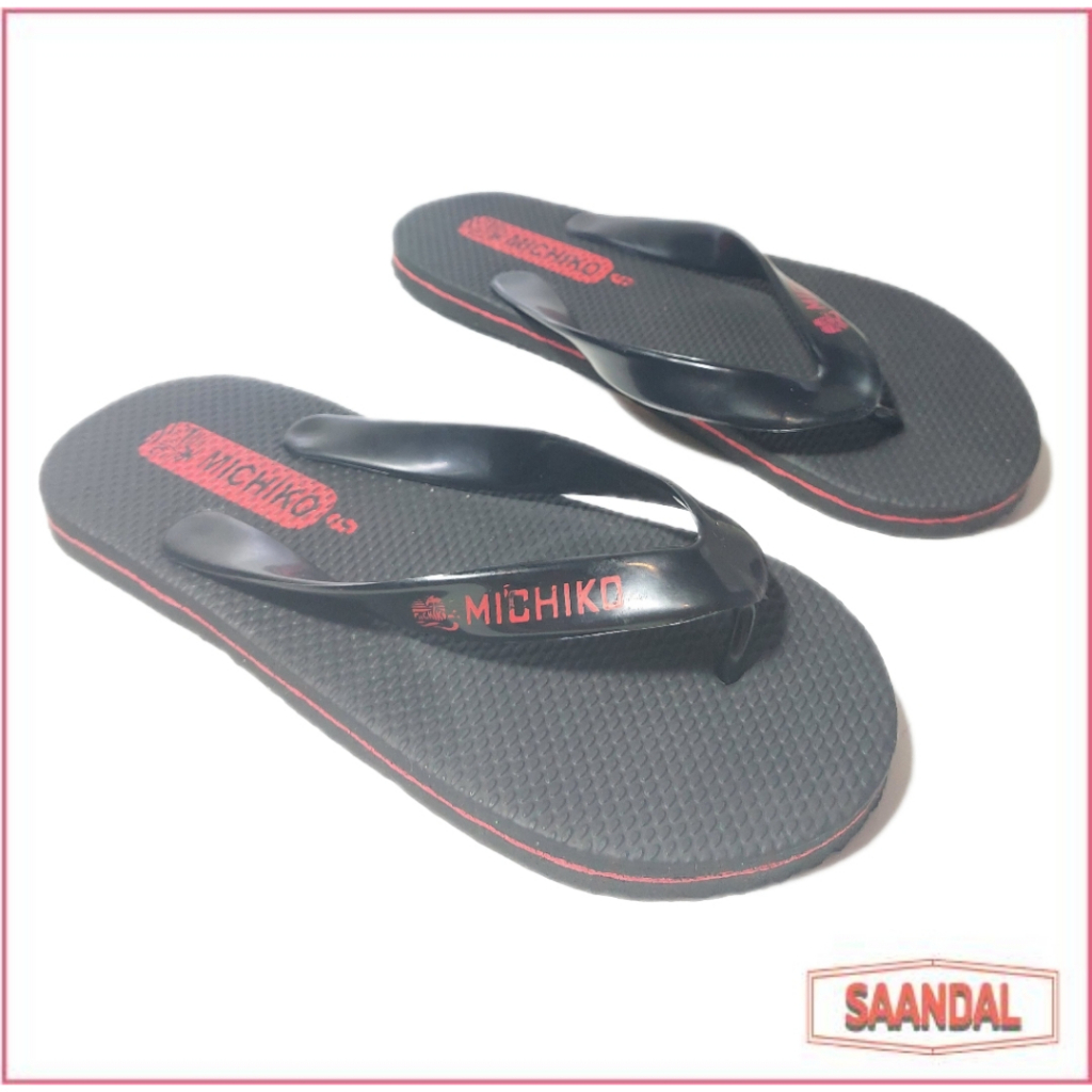Sandal Jepit Hitam Michiko Pria Wanita Anak Anti Licin