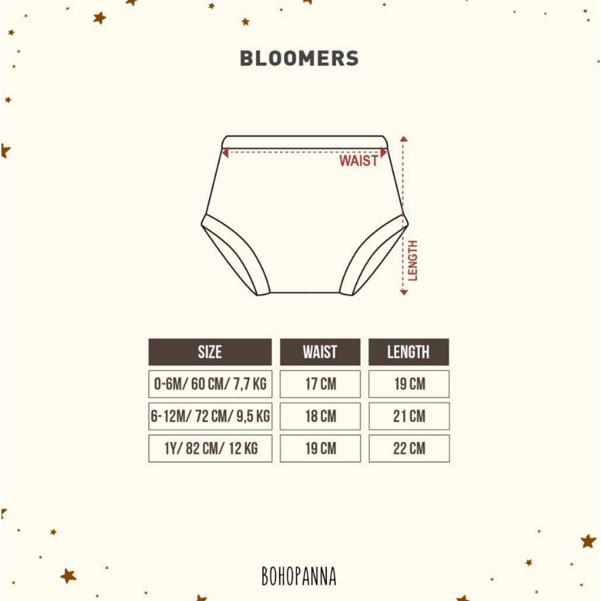 Bohopanna Bloomers 0-1 Tahun Celana Bloomer Pendek Bayi Anak Perempuan CBKS