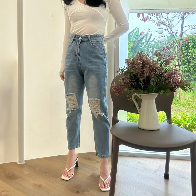 [LUXE.DLABEL] - Jeans 125 | Celana panjang Highwaist wanita Jeans import premium Jeans wanita polos ripped jeans High waist jeans wanita bkk Skinny Jeans High waist Baggy jeans Wideleg Jeans Kulot jeans Boyfriend jeans Wanita Kargo Jeans bangkok