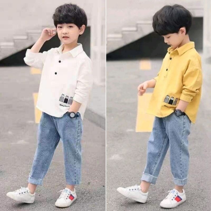 setelan kemeja anak laki laki import 4 Tahun - 11 Tahun / baju setelan anak laki laki import set 2 i