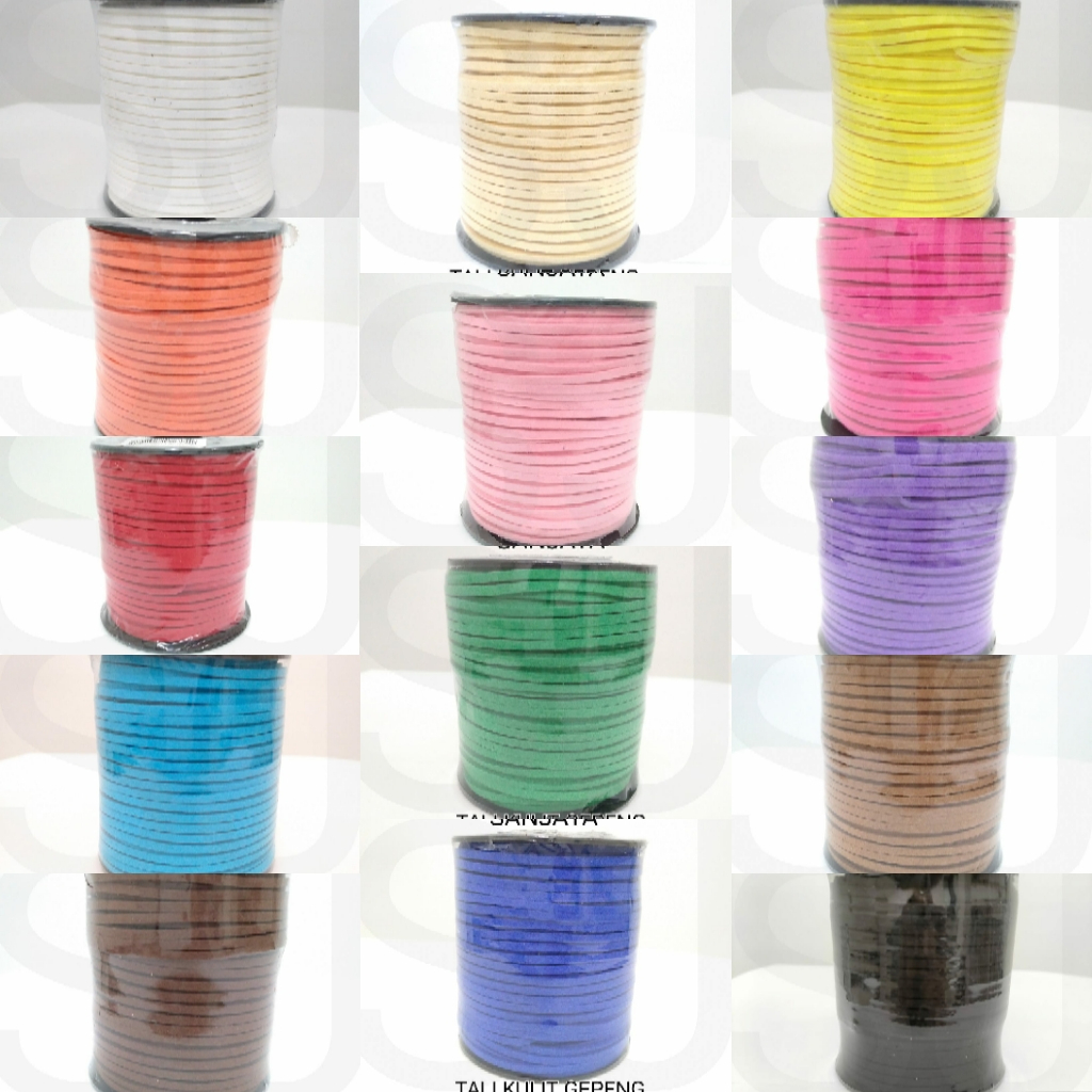 TALI KULIT SUEDE / TALI KULIT GEPENG / TALI GELANG / TALI KALUNG / TALI KULIT GEPENG 3MM