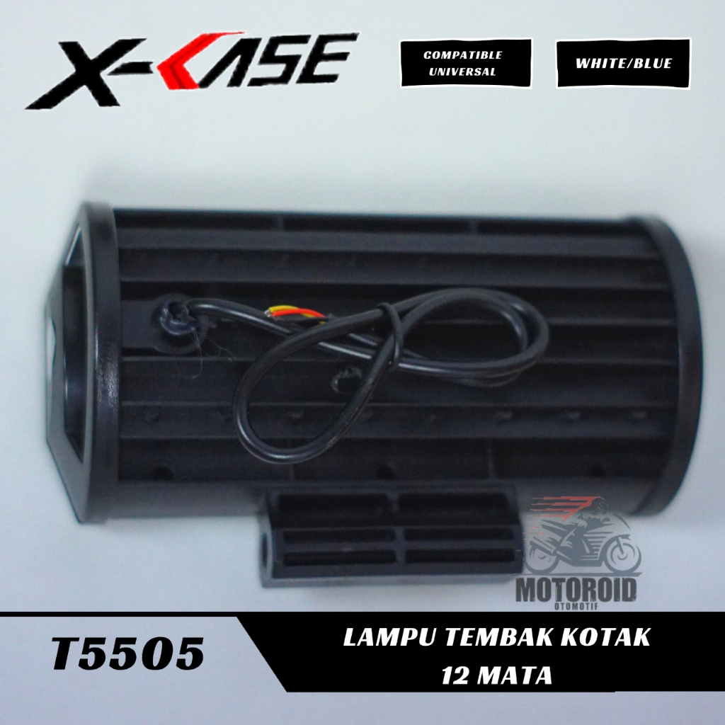 LAMPU TAMBAHAN MOTOR MOBIL LED XCASE 5505 12 MATA TERANG LAMPU KOTAK TEMBAK KABUT UJAN UNIVERSAL