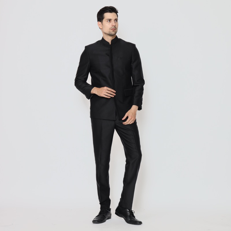 Setelan Beskap Pengantin Semi Wool Import Jas Shanghai