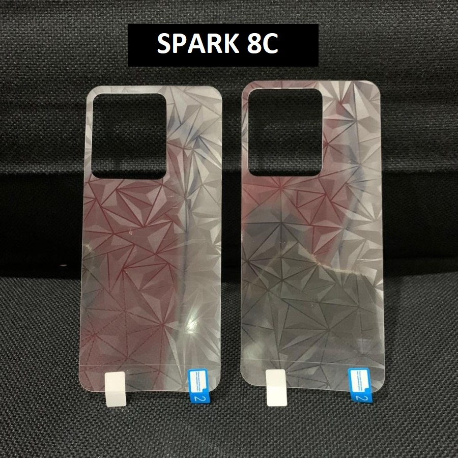 TECNO SPARK GO 2023 SPARK 10 NFC SPARK 10 PRO 9T 8C 6 GO SPARK 7 7 NFC 7 PRO ANTI GORES BELAKANG SKIN DIAMOND GARSKIN MOTIF 3D SPIRAL ANTI JAMUR TRANSPARAN PELINDUNG BELAKANG