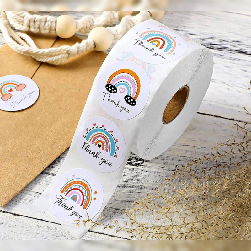 

[ BUKAN 1 ROLL!!!! ] Sticker Thank You Rainbow Series / Stiker Ucapan Terima Kasih / Stiker Motif Rainbow / Stiker Lucu Motif Pelangi