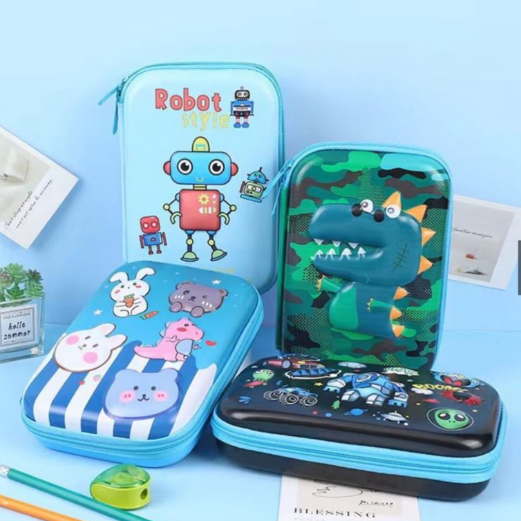 Tempat Pensil 3D Timbul Anak Karakter Motif Lucu Bahan EVA Waterproof / Kotak Pensil Anak Sekolah Silikon Alat Tulis