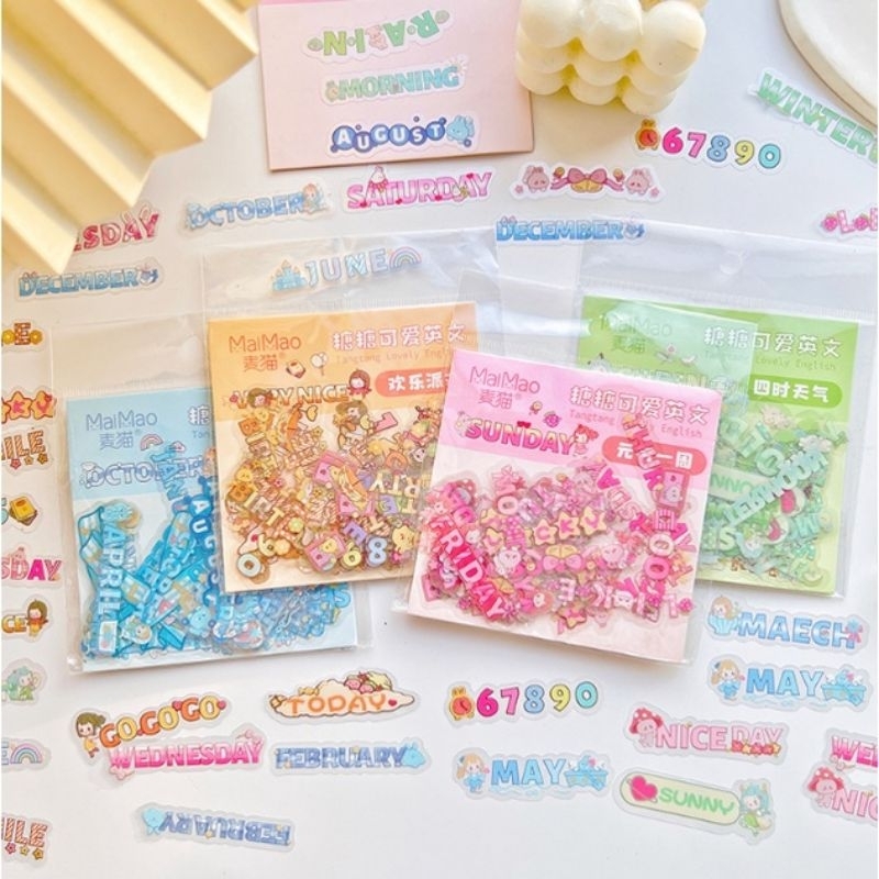 

KIYOWO 48 PCS STICKER PET WATERPROOF ABOUT WEEK MONTH, WEATHER A NICE DAY FOR DECO SCRAPBOOK BUJO