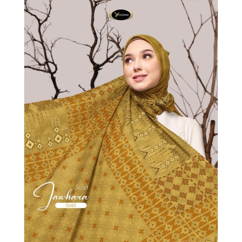 JILBAB SEGIEMPAT SCARF JAWHARA BAHAN PREMIUM VOILE MOTIF SIMPLE TERBARU TERLARIS ORI YESSANA HIJAB