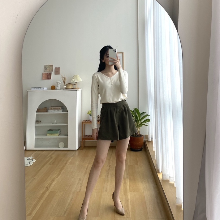 Kheta Shorts - Celana Pendek Korean Wanita - High Waist Pants - Celana Casual