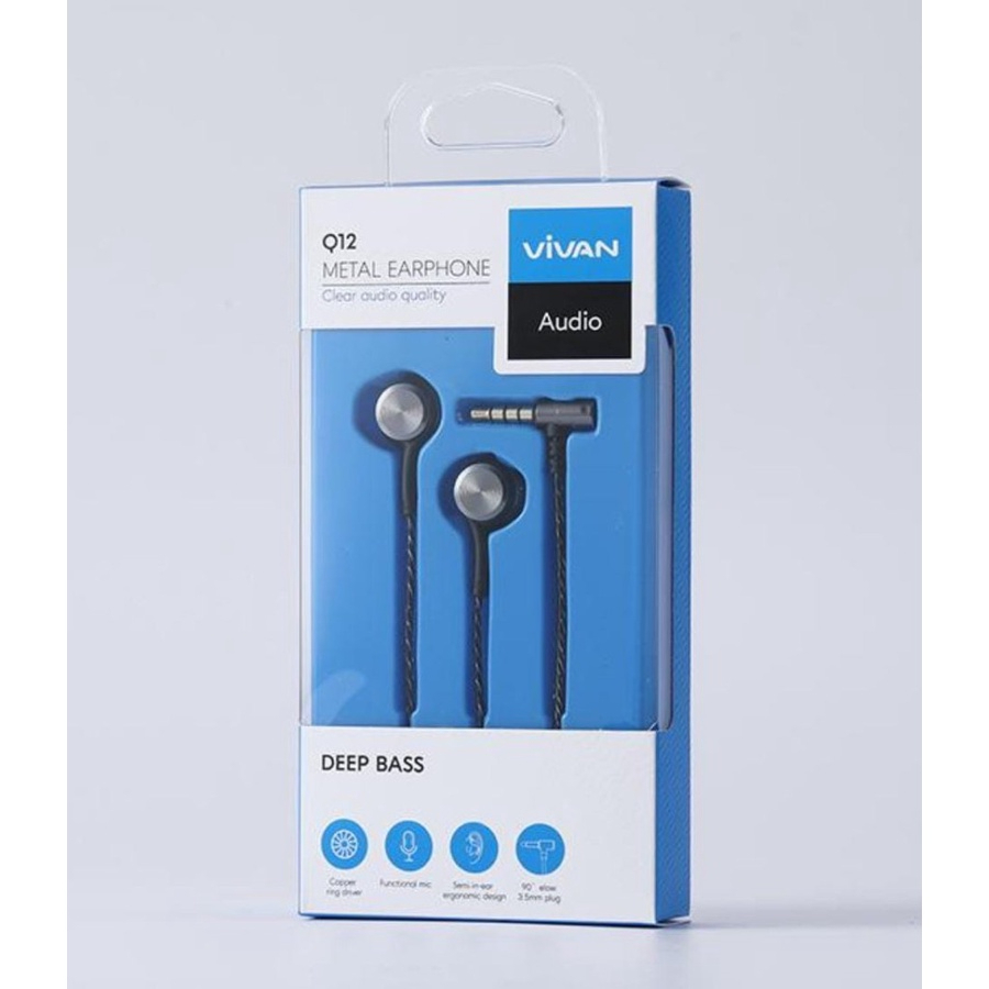 Handsfree Vivan Q12 Deep Bass Clear audio quality - Hitam