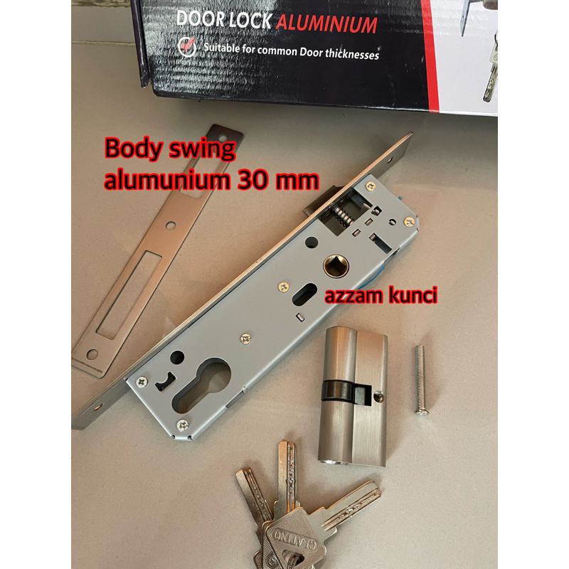 BODY SWING PINTU ALUMUNIUM 30 MM + CYLINDER KUKCI PINTU ALUMUNIUM body swing alumunium lockcase swing pintu alumunium Body swing backset 30 mm kunci pintu alumunium body plus cilinder backset 30 mm