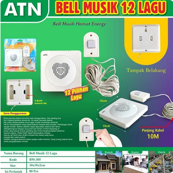 Bel bell door bel rumah pakai kabel dan baterai