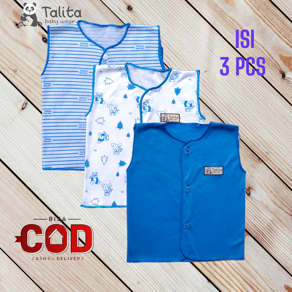 3 Pcs Baju Bayi Baru Lahir Piama Bayi Kutung Seri Newborn Coklat/Abu/Biru/Merah