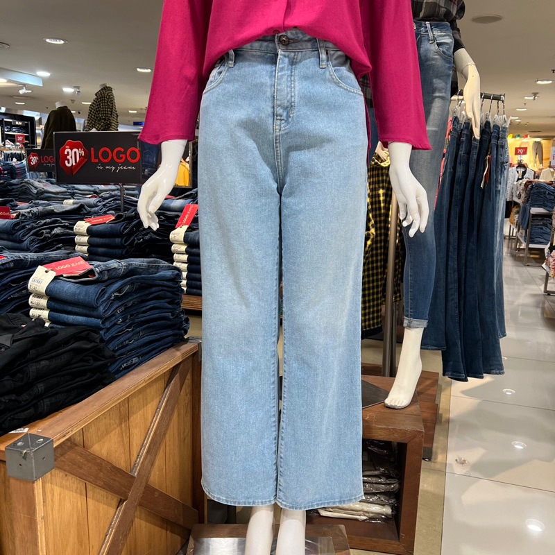LOGO jeans celana denim wanita hi-loose wanita super kece big size  S-XL