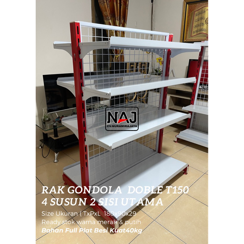 Rak gondola minimarket TxPxL 150x90x29 4 susun Shelving