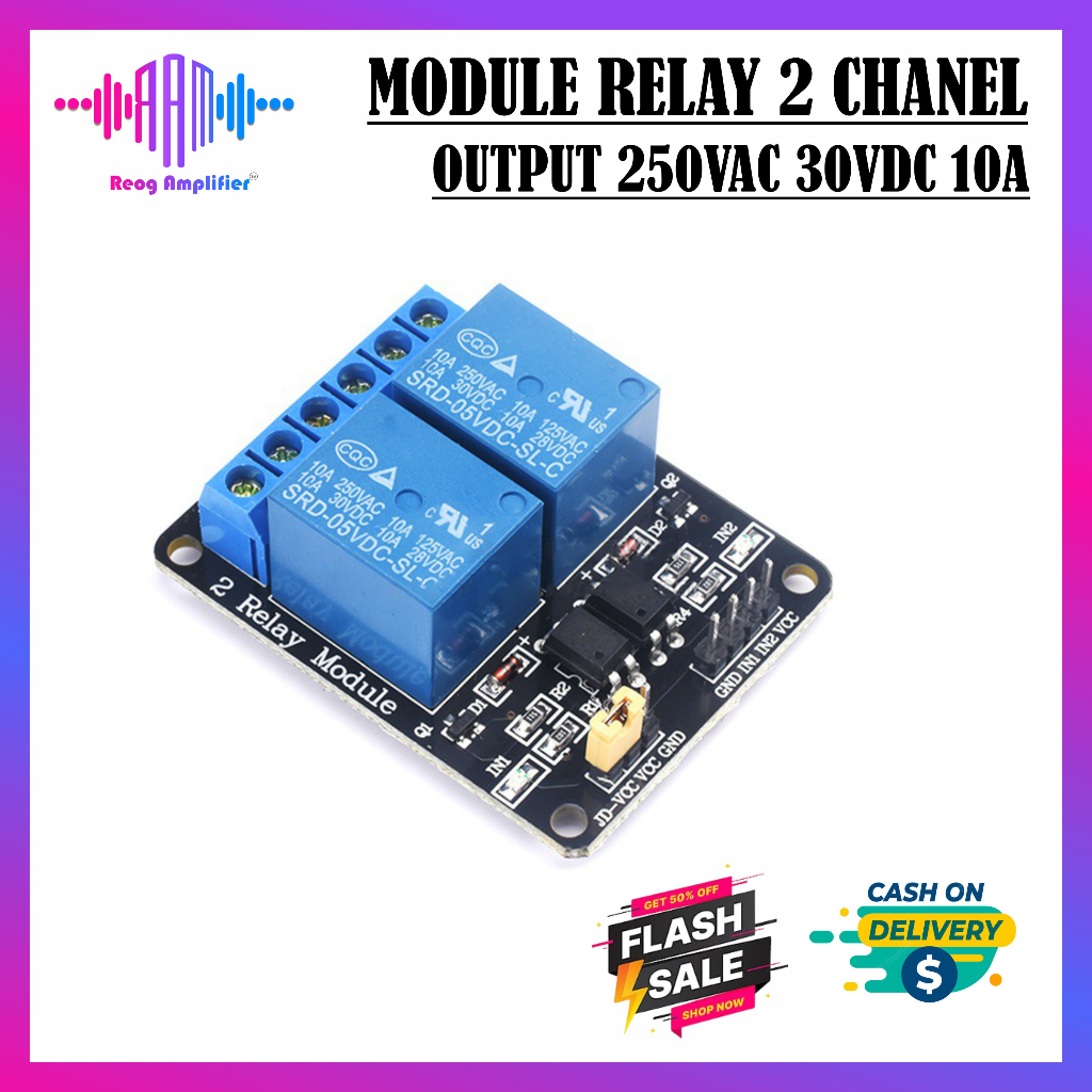 RELAY 5V 2 CHANNEL OUTPUT 250VAC 30VDC 10A WITH OPTOCUPLER MODUL