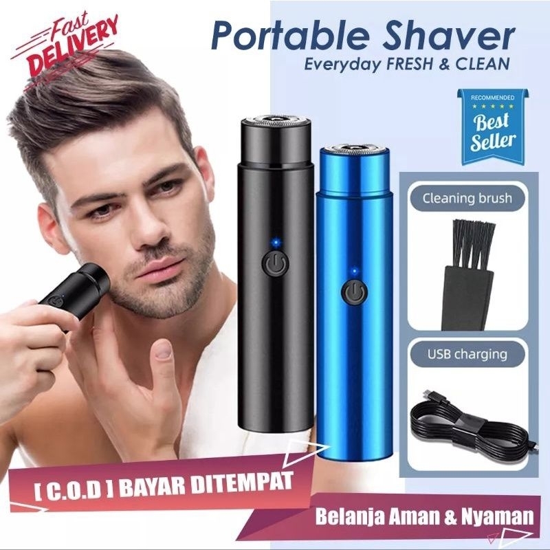 Alat Cukur Jenggot & Kumis Elektrik Mini Portable USB Charger