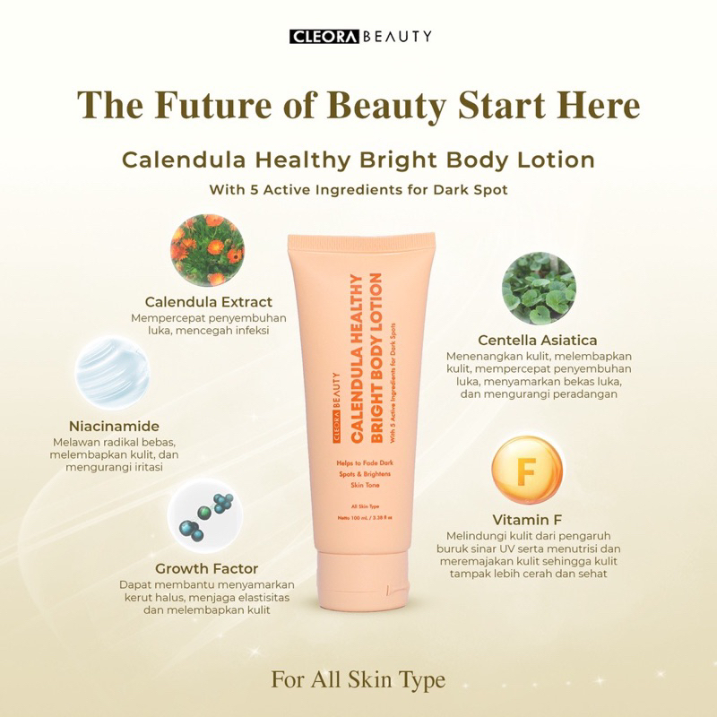 Cleora Calendula Healthy Bright Body Lotion CLEORA BEAUTY 100ml handbody tubuh CALENDULA