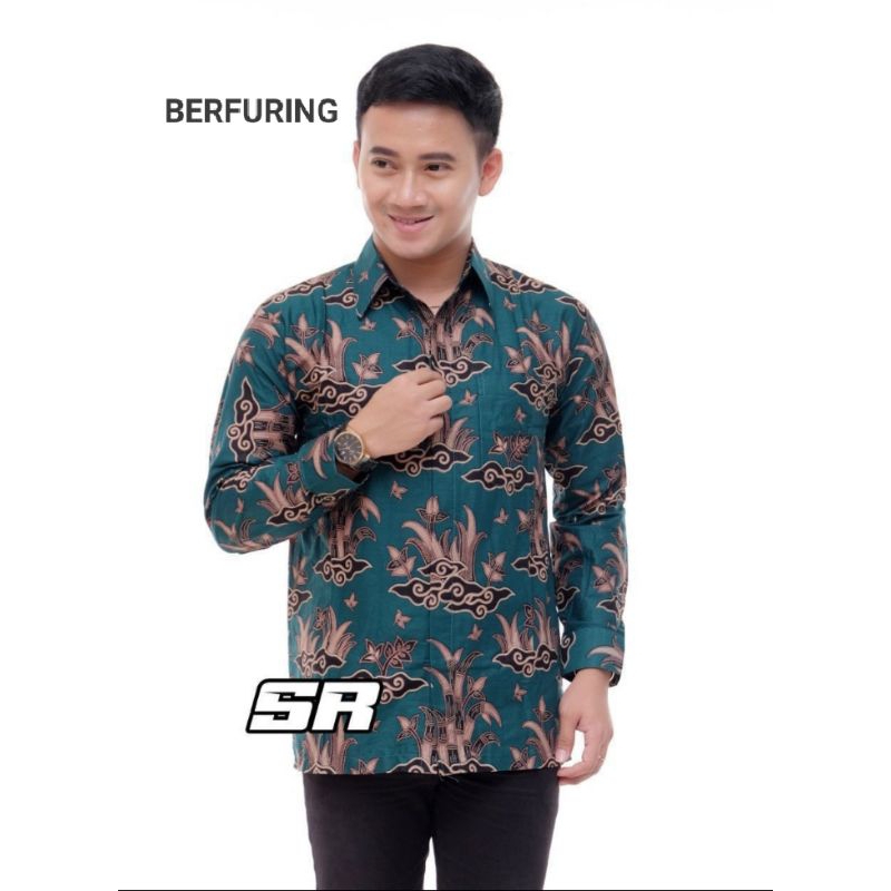 BAJU BATIK PRIA PREMIUM KEMEJA FURING PRIA LENGAN PANJANG WARNA HIJAU