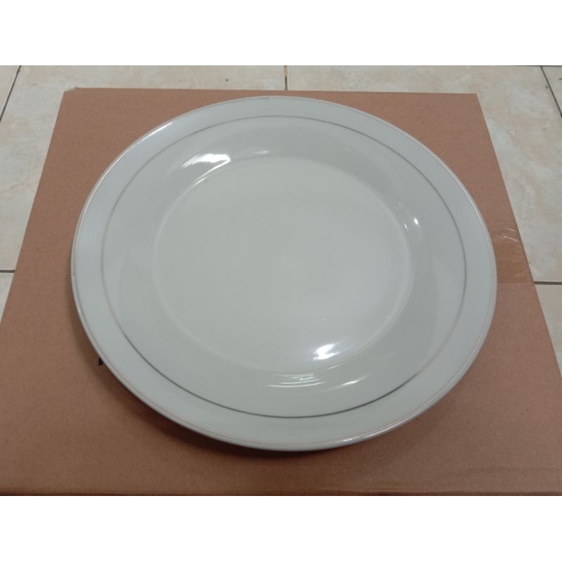 Piring ceper keramik polos list emas 9 inch ( 1 pcs )