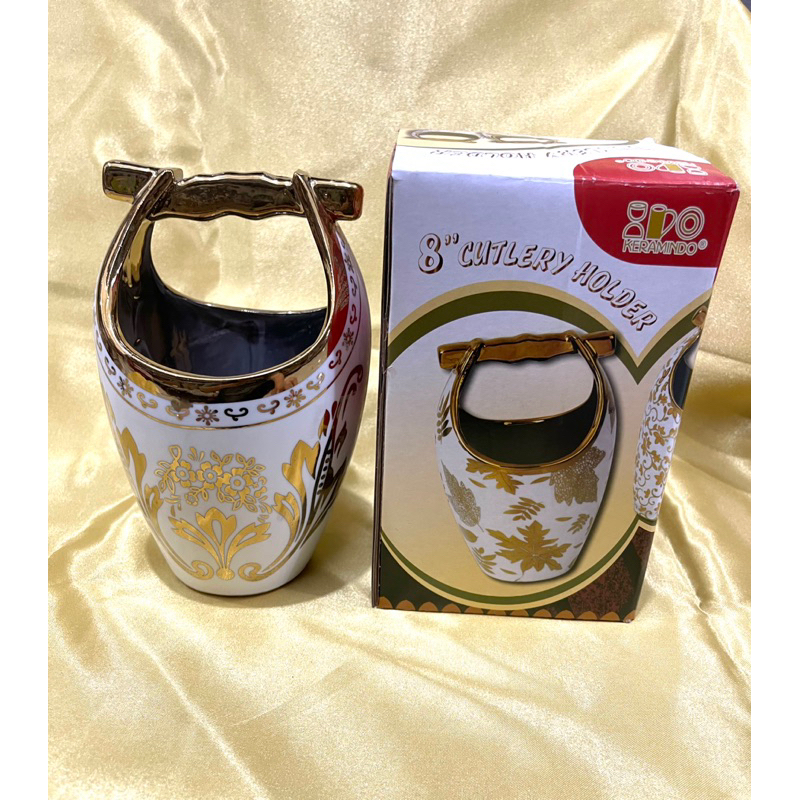 tempat sendok besar keramik keramindo untuk sendok makan motif cantik mewah