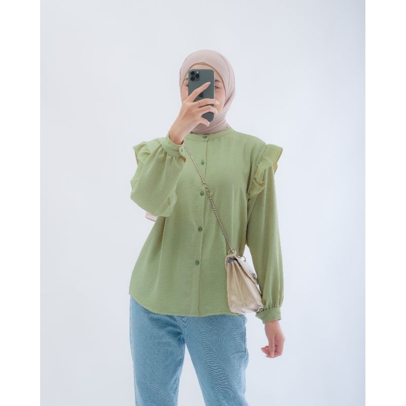 Blouse Crinkle Lyodra | Kemeja Blouse Basic / Kemeja Blouse Wanita