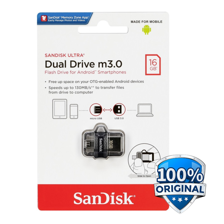 FlashDisk SanDisk 16GB with OTG Micro Ultra Dual USB Drive m3.0