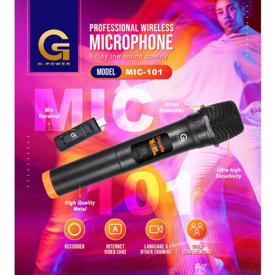 GPOWER MIC WIRELESS VHF 101 Professional Wireless Mic tanpa kabel