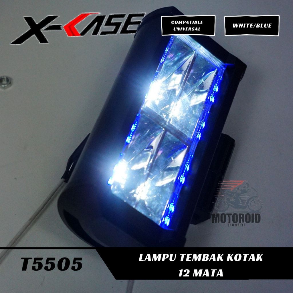 LAMPU TAMBAHAN MOTOR MOBIL LED XCASE 5505 12 MATA TERANG LAMPU KOTAK TEMBAK KABUT UJAN UNIVERSAL